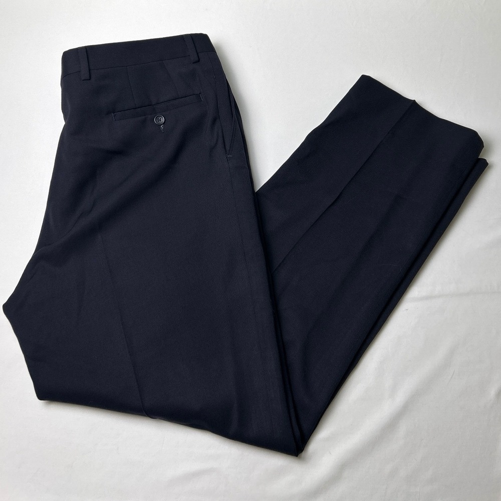 Joseph & Feiss Mens Wool Flat Front Straight Dress Pants Size 38x31 Navy Blue